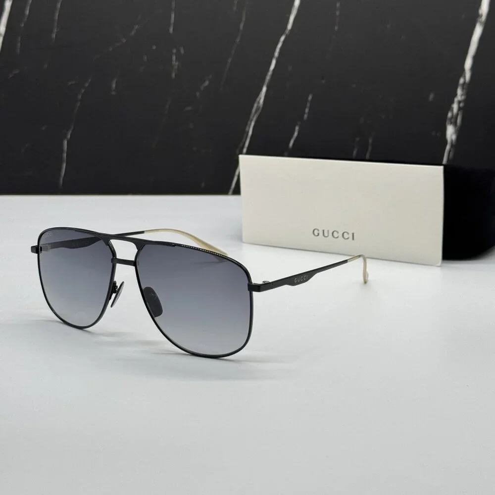 NEW GUCCI GG0336S 002 SUNGLASSES MEN BLACK/GRAY EYEWEAR